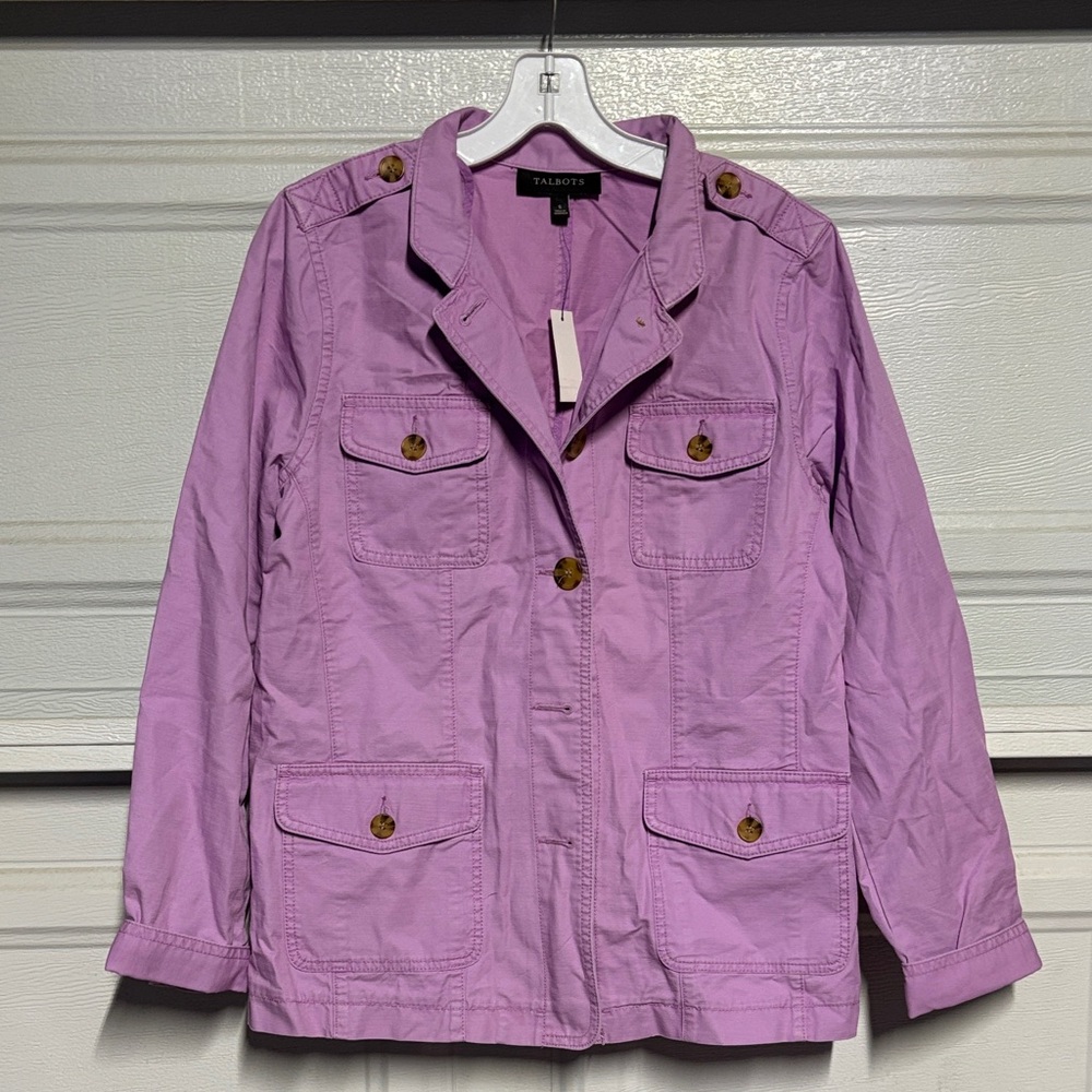 Talbots Lavender Utility Jacket with Button Pockets